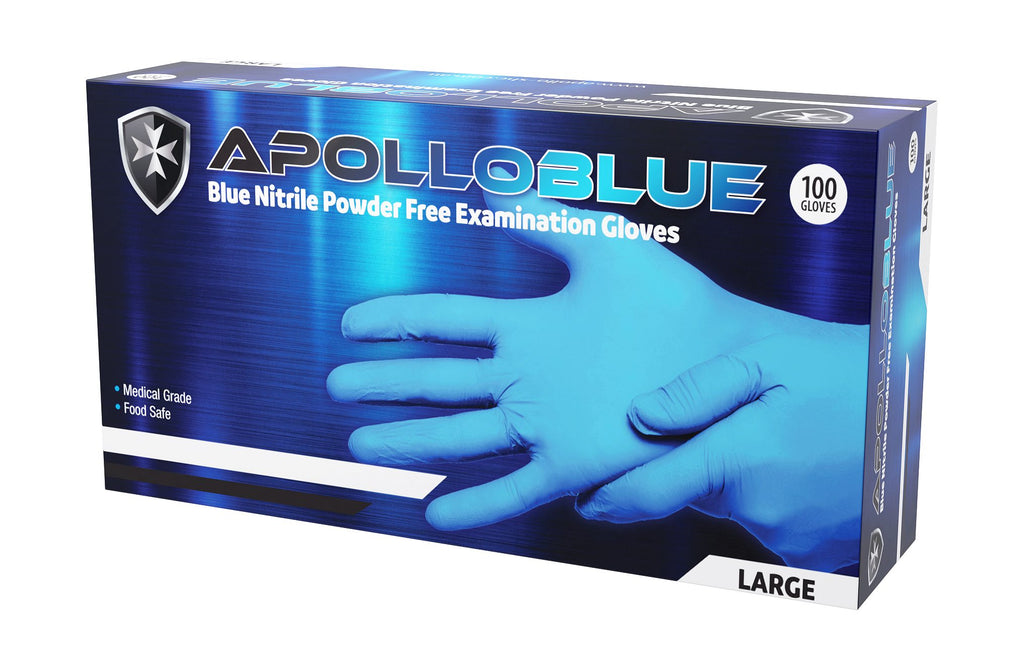 Apollo Blue Nitrile Powder Free Medical Examination Gloves