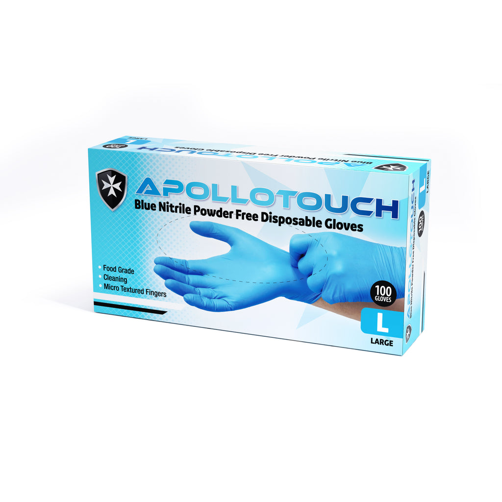 Apollo Touch Light Blue Nitrile Powder Free Disposable Gloves 4.5gm