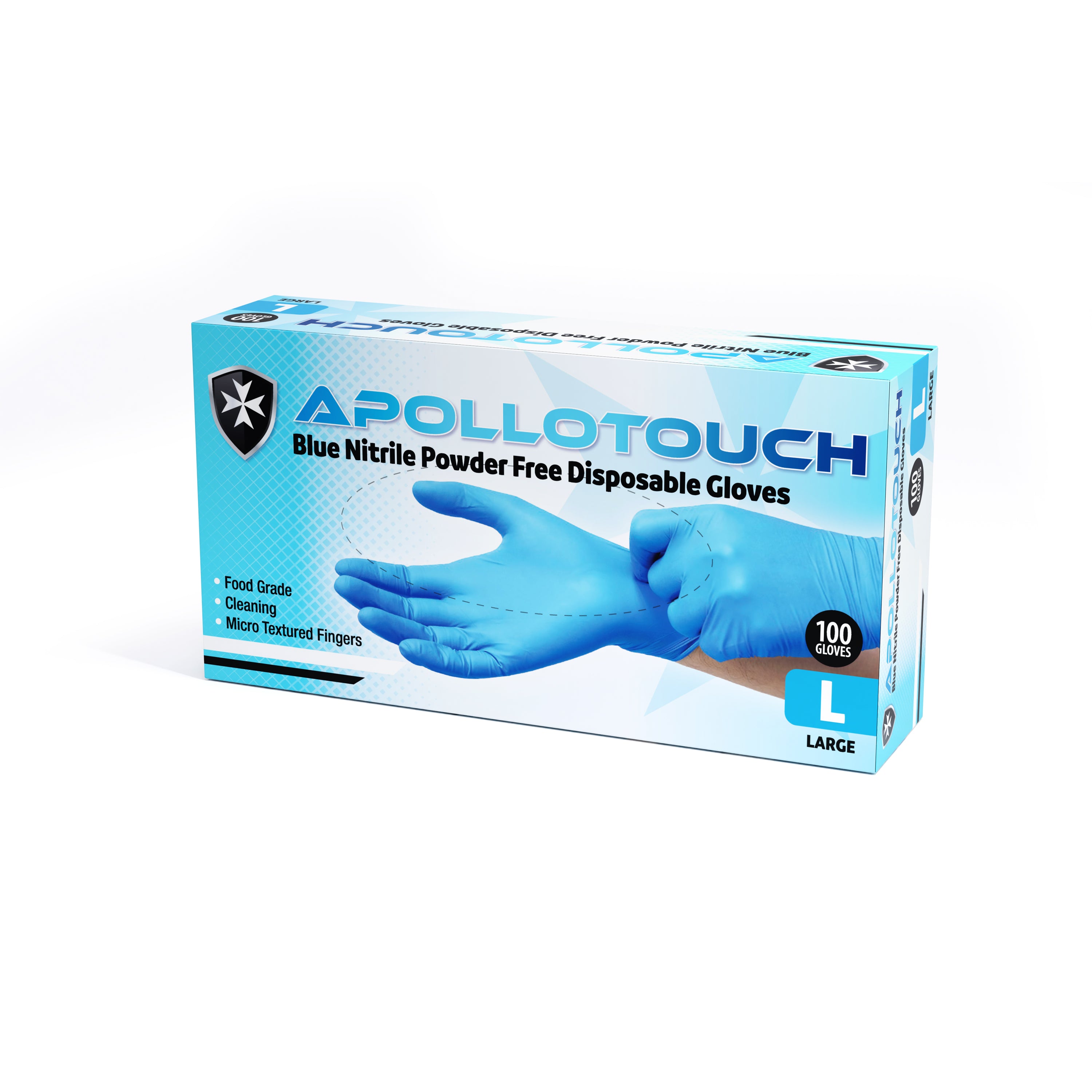 Apollo Touch Light Blue Nitrile Powder Free Disposable Gloves 4.5gm