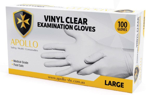 Apollo Vinyl Clear gloves box of 100