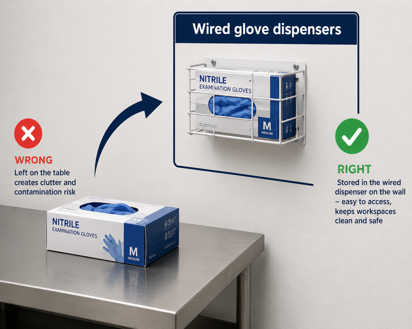 Wired glove dispensers
