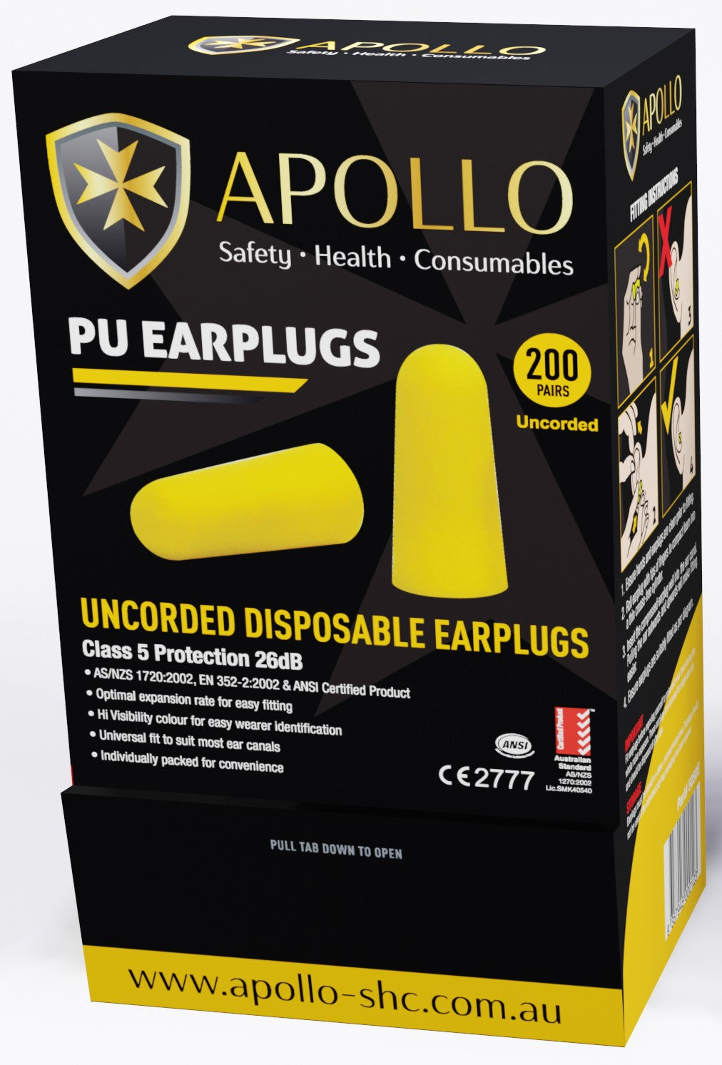 Apollo Uncorded Ear Plugs box 200 pairs